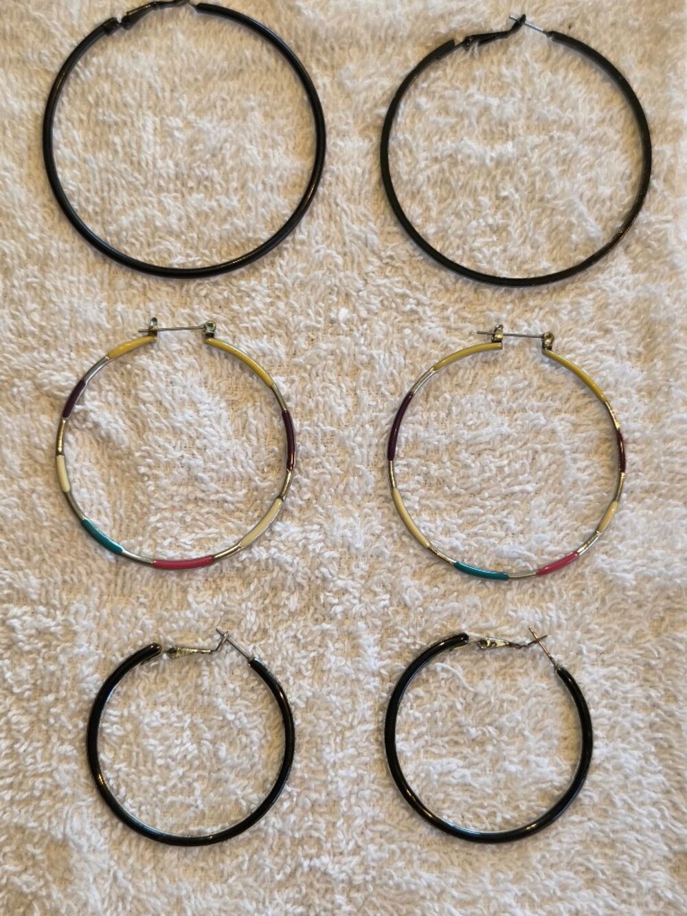 Hoop Earrings Vintage 3 Pairs 3 Sizes Metal